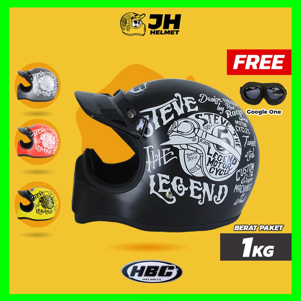 Helm Cakil HBC Steve+FREE Goggle PROMO Terbatas!! (Helm HBC Cakil/Helm Retro/Helm Vespa/Helm Klasik)