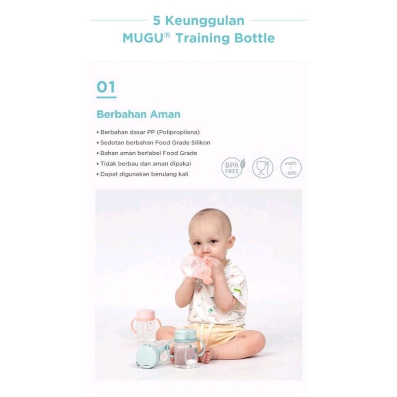 MUGU Training Bottle Botol Minum anak Sippy Cup 220ml 330ml