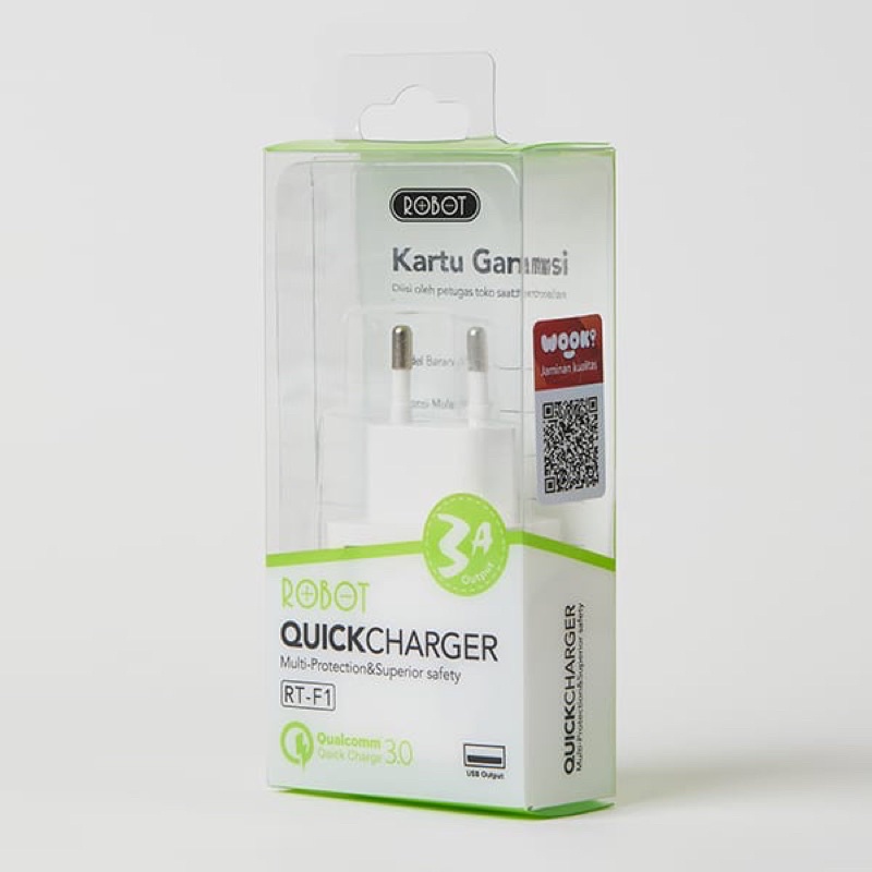 Kepala / Batok Charger Adaptor Robot RT-F1 RT-F2 RT-F3 RT-F4 Quick Charge Travel Adapter 3A Original Garansi Resmi