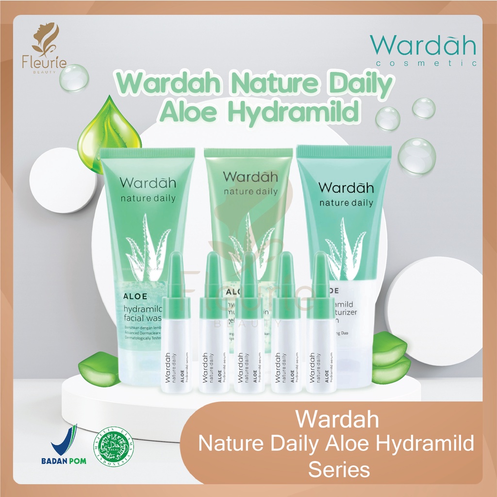 Wardah Nature Daily Aloe Hydramild Series - Moisturizer Cream/Facial Wash/Multifunction Gel/Serum Original BPOM