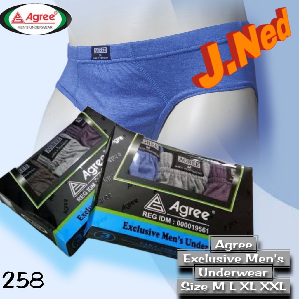 J258T - CELANA DALAM PRIA SEGITIGA AGREE SPORT HARGA 1BOX ISI 3 PCS