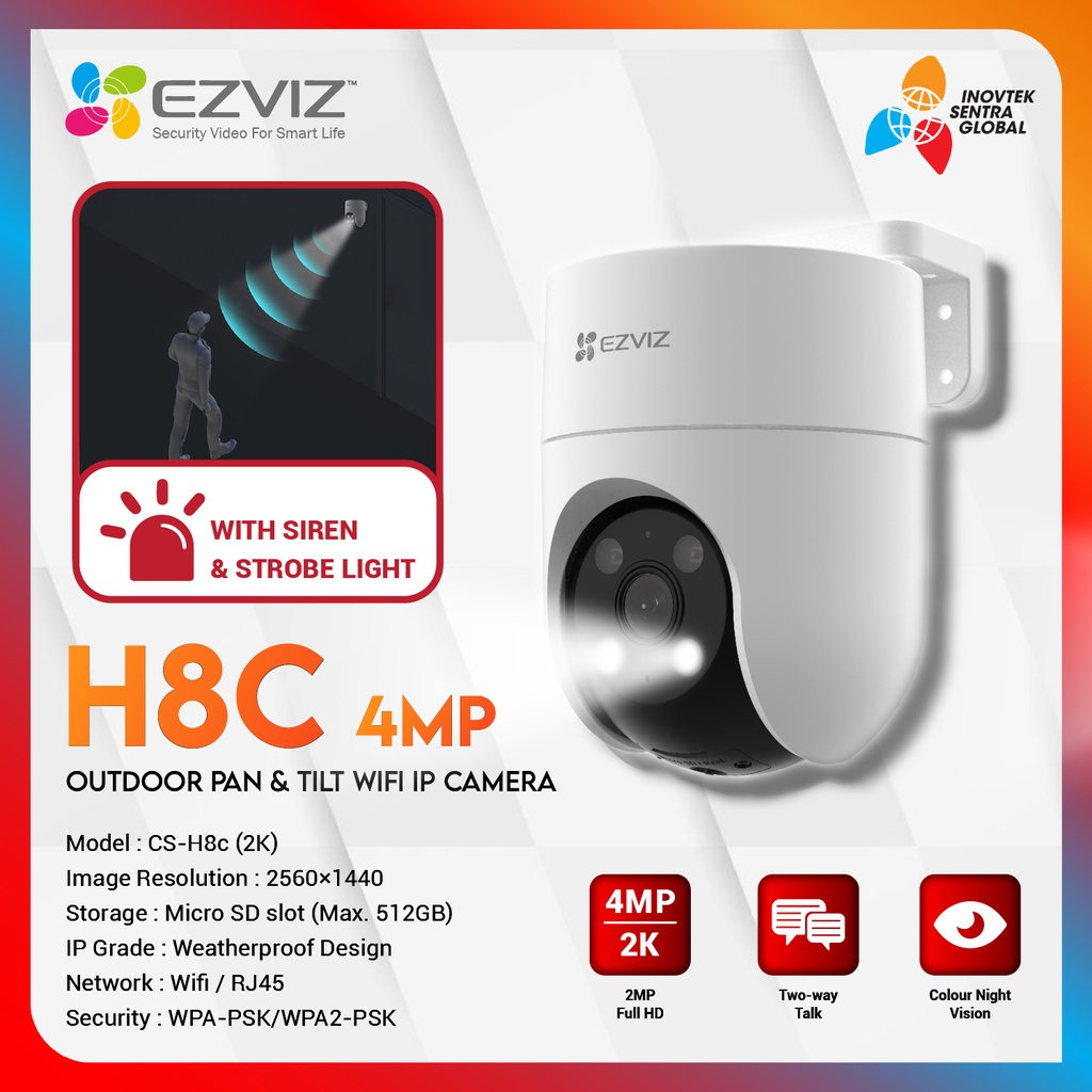 EZVIZ H8C 1080P 2MP Pan &amp; Tilt Indoor / Outdoor IP Camera CCTV