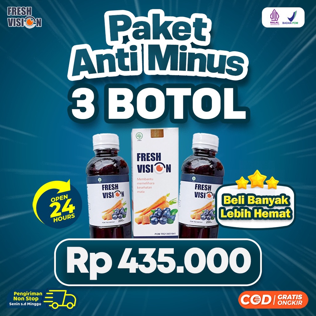 Fresh Vision Paket 3 Botol - Suplemen Madu Bantu Atasi Mata Minus Mines Penglihatan Buram Kabur Mata Mudah Lelah Kemerahan Kering Gatal Cegah Katarak Glukoma