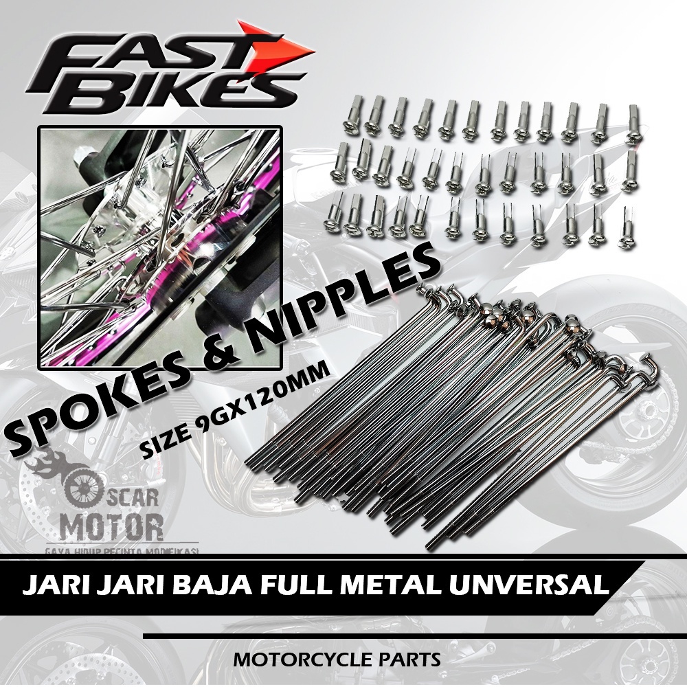 jari jari ruji fastbikes chrome universal 120mm 89mm157mm 172mm tromol depan belakang velg