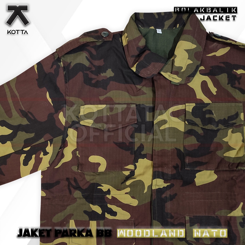 JAKET PARKA LORENG NATO US WOODLAND - JAKET BOLAK BALIK PARKA LORENG NATO - JAKET TACTICAL LORENG NATO BANSER