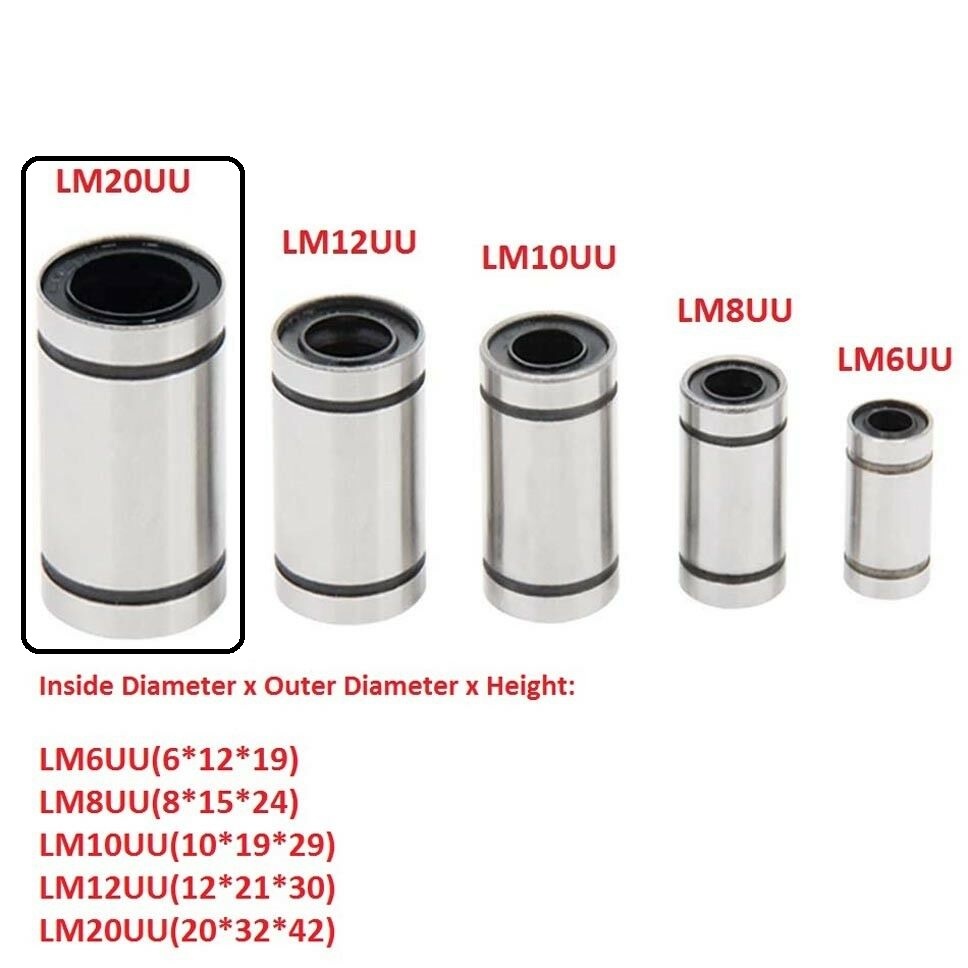 [HAEBOT] LM20UU Linear Motion Bearing Bushing 20mm CNC 3D Printer Mekanik Machine Slider Axis Smooth Rod Besi Klaker