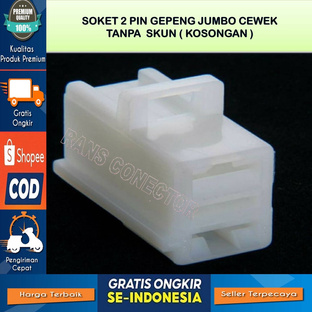SOKET 2 PIN JUMBO SOKET FUSIBLING FEMALE 2 PIN SOCKET SKUN JUMBO BUAT ARUS BESAR STARTER