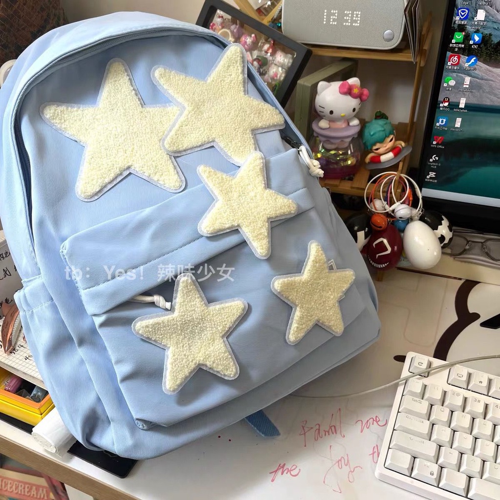 Tas ransel ceruk pentagram baru yang dipasangkan dengan tas sekolah perguruan tinggi tas ransel seko
