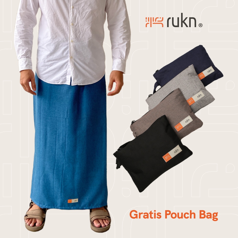 RUKN BASIC OCEAN (BONUS POUCH BAG) - Sarung Sholat Premium Ekslusif Pria Dewasa / Laki Laki Motif Sa