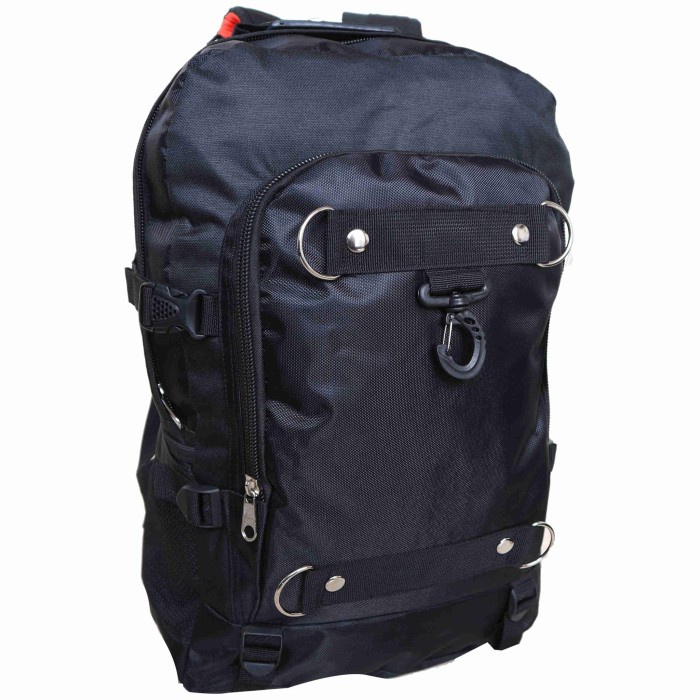 tas ransel  Tas Ransel Gendong Elegant Besar Hitam Backpack Pria Keren Casual Gaul - Hitam(E7L5) tas
