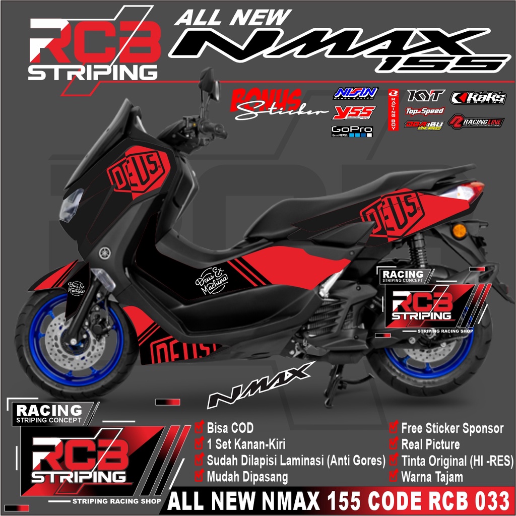 Striping NMAX NEW 2021 - Sticker Striping Variasi list Yamaha NMAX NEW 2020 2021 2022 2023 . RCB 033