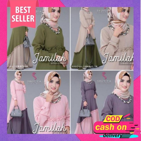 Mauza Plus Khimar Gamis Set Syar'I Model Terbaru 2022 Baju Wanita Dress Muslim Gamis Fashion Muslim 