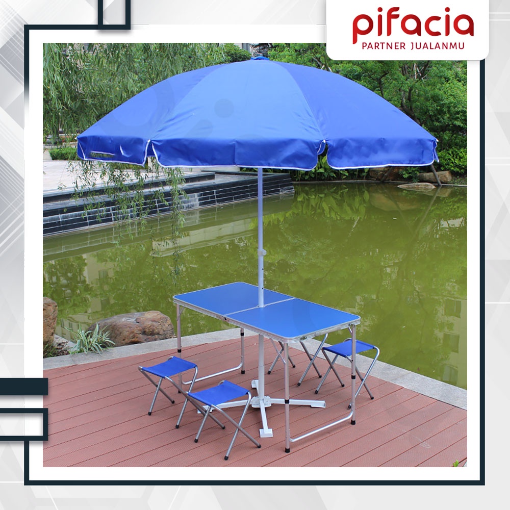 PIFACIA Meja Lipat Portable Bahan Kokoh Anti UV  Lubang Tengah Cocok Untuk Jualan Bazar Lapak Cafe C