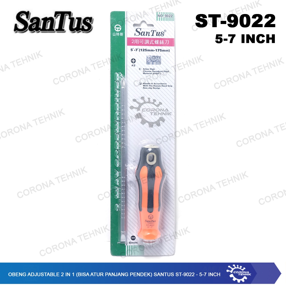 (Bisa Atur Panjang Pendek) Santus ST-9022 Obeng Adjustable 2 In 1