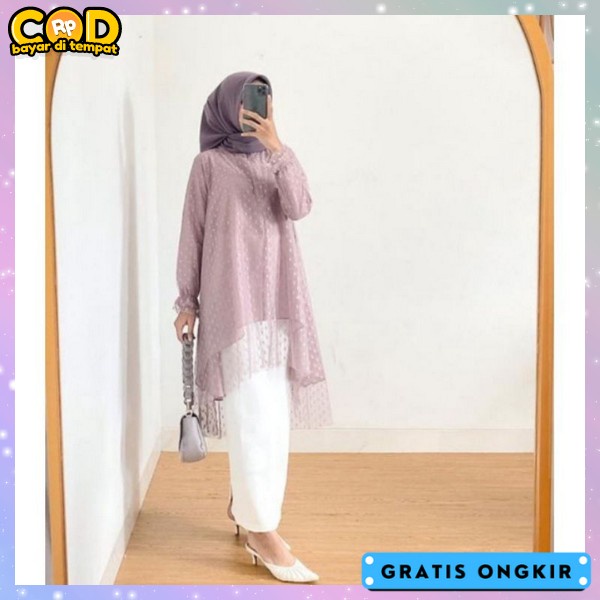 Tunic Pesta Kondangan Dress Tuniq Wnta Remaja Pakaian Atasan Long Tunik Tunix Dres Polos Tunika Baj 
