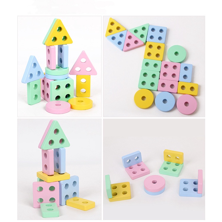 Mainan Edukasi Menara Geometri Mencocokan Bentuk Geometri Puzzle WJ09