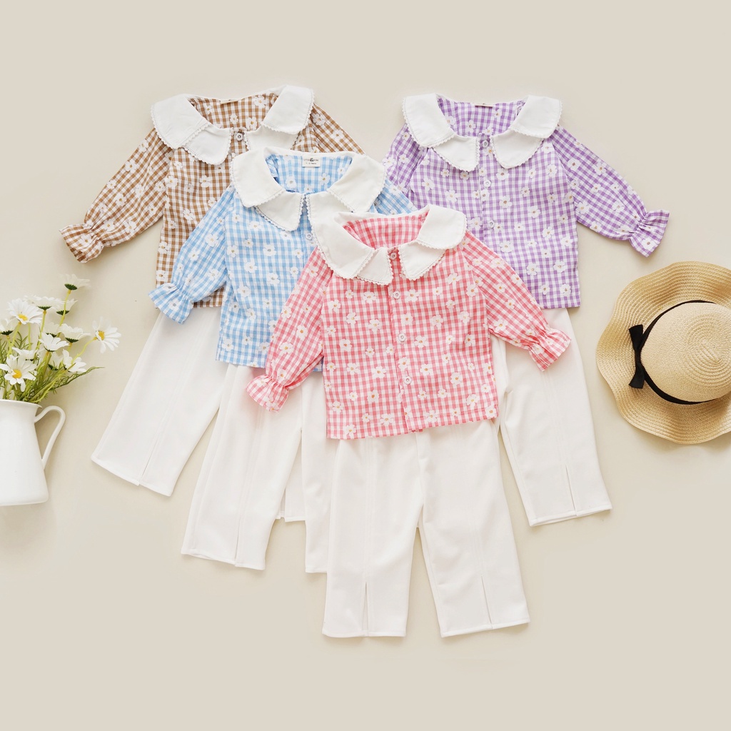 PROMO 7.7 PROMO BAJU LEBARAN MURAH LITTLEDYRA DAISY SET SETELAN BAJU KERAH MOTIF BUNGA ANAK PEREMPUAN SETELAN BAJU ANAK PEREMPUAN BAJU LEBARAN ANAK PEREMPUAN 1-6 TAHUN