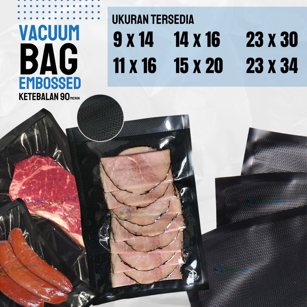 DELKOCHOICE Plastik Vacuum Bag HITAM EMBOSS Vakum BAG Embossed Premium