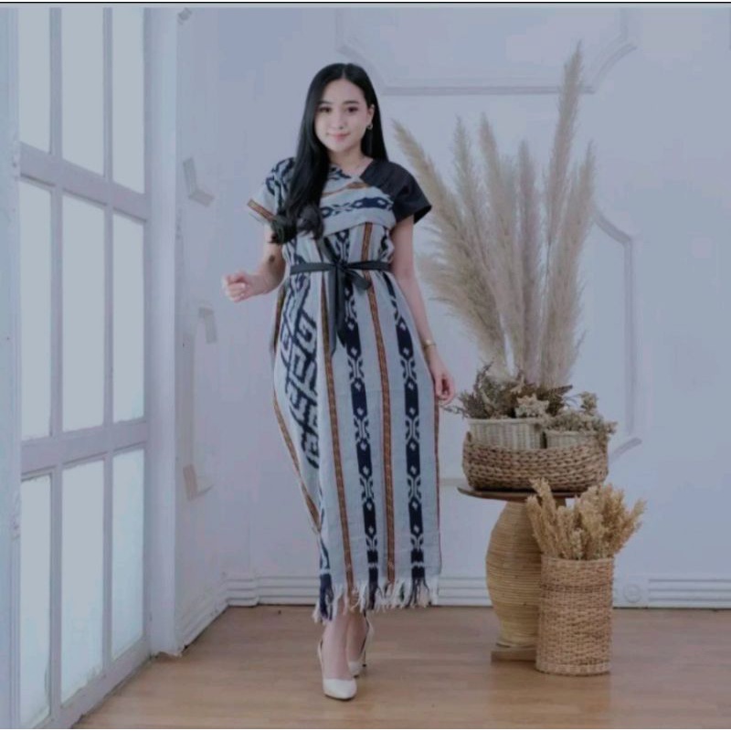 dress tenun || tunik || tunik tenun || gamis || baju wanita || pakaian wanita || atasan tenun wanita