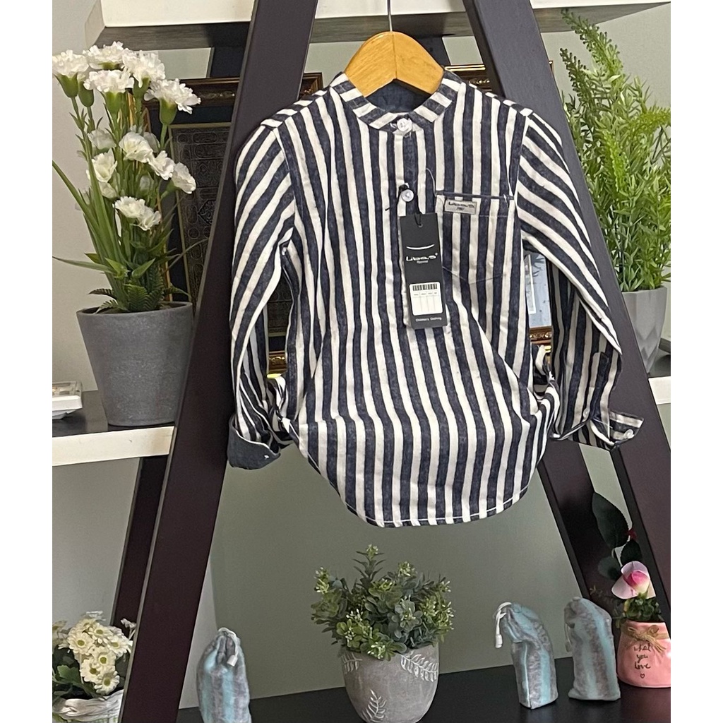 Kurta anak 1-13 Tahun Lengan Panjang Hitam Putih Bahan Katun Flanel By LIBAS Bisa COD
