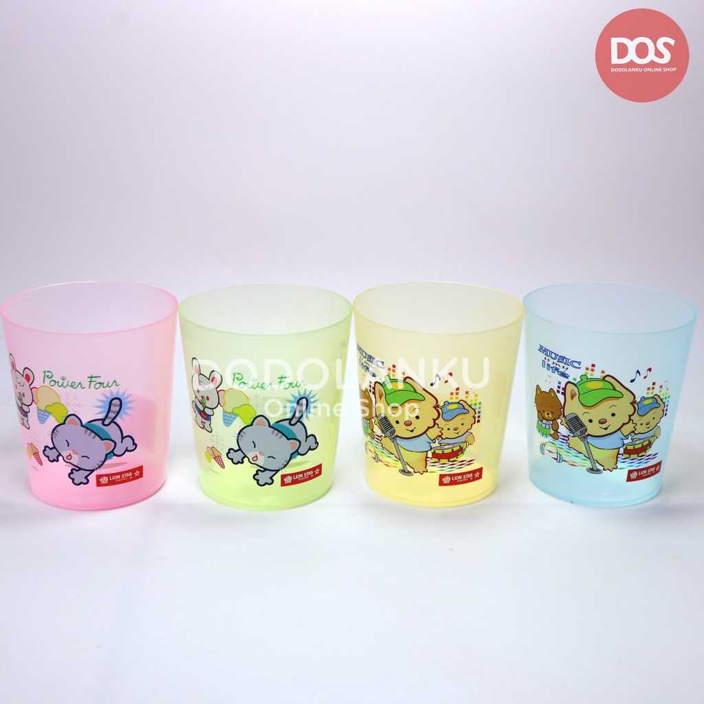 Gelas Minum Plastik/Gelas Minum Anak/Gelas Minum Motif Kartun 265 ml LION STAR