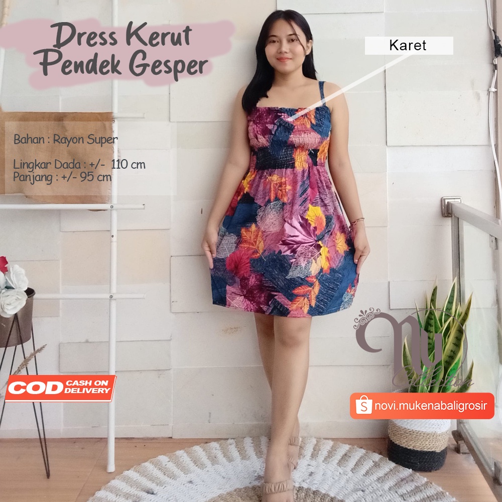 DRESS KERUT PENDEK TALI GESPER NEW ARRIVAL