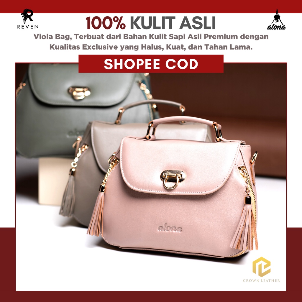 Tas Wanita Lucu Kekinian Slingbag Shoulderbag Mode 100% Kulit Sapi Asli - VIOLA BAG by Crown Leather