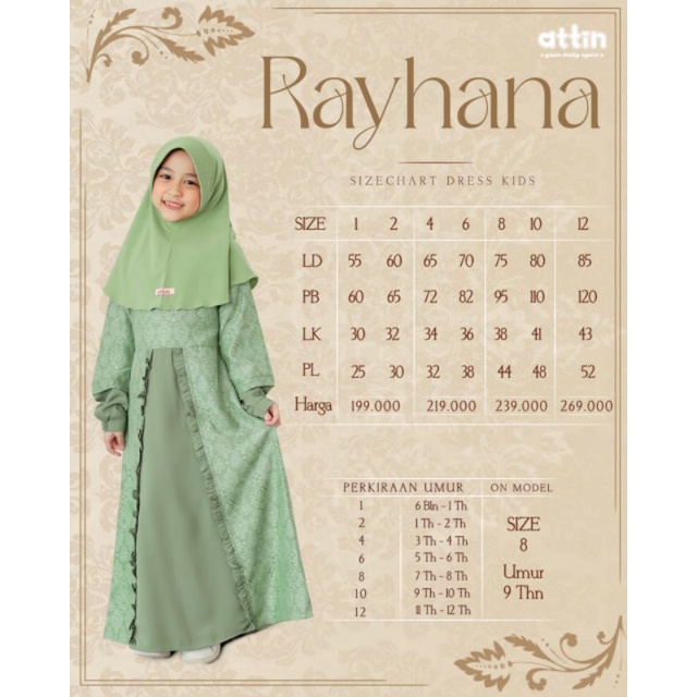 Gamis Rayhana Kid By attin( gamis dan khimar di jual terpisah )