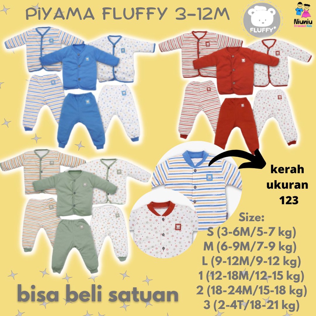 Piyama Baju Tidur Setelan Oneset Atasan Bawahan Fluffy Baju Bayi Anak Kids Laki laki Perempuan Cowok