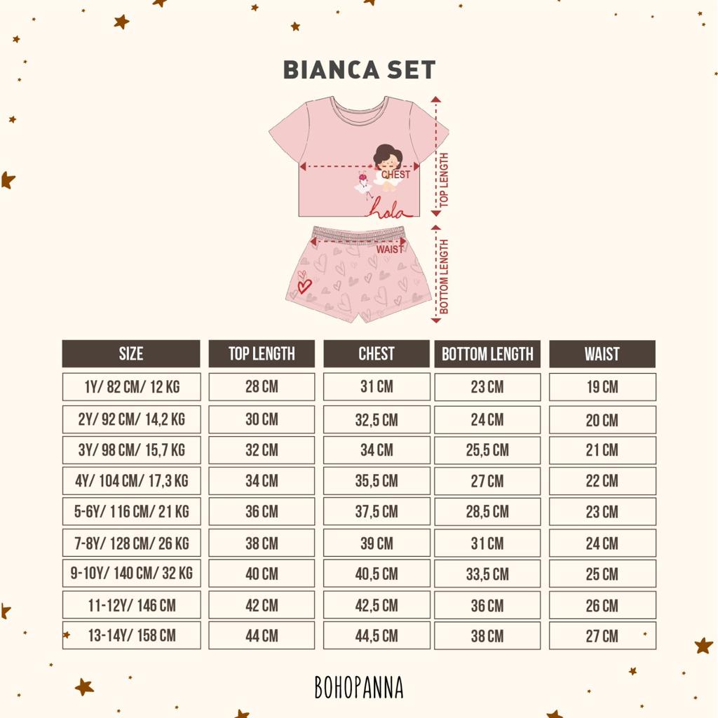 Bohopanna Bianca Set 1-14 Tahun The Overtee x Bohopanna Setelan Piyama Pendek Fashion Anak Perempuan CBKS