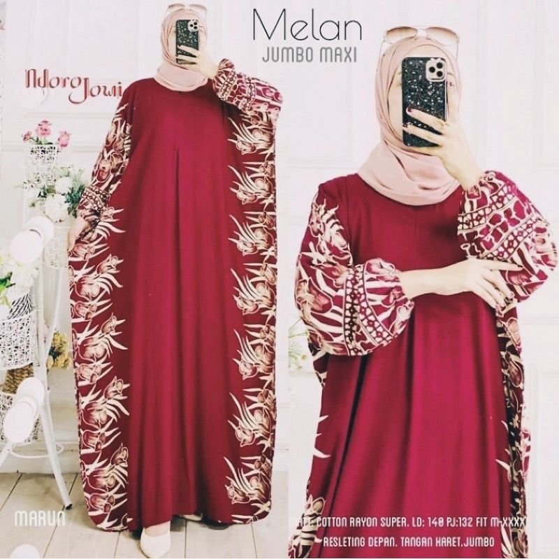 MELAN KAFTAN DAUNDA KAFTAN SUPER RAYON JUMBO PREMIUN TERBARU