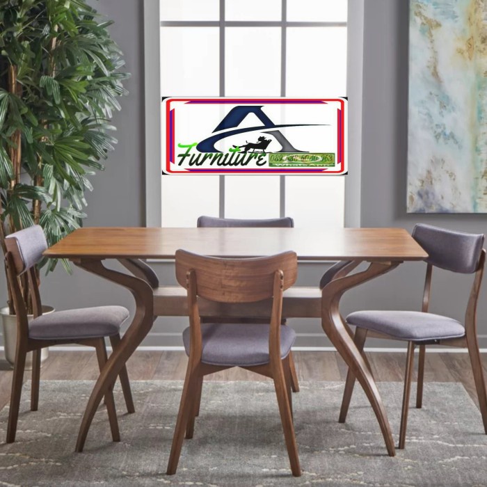 OM1 dining set meja makan kursi sofa minimalis retro scanadivian - 150x80 4K 3cm