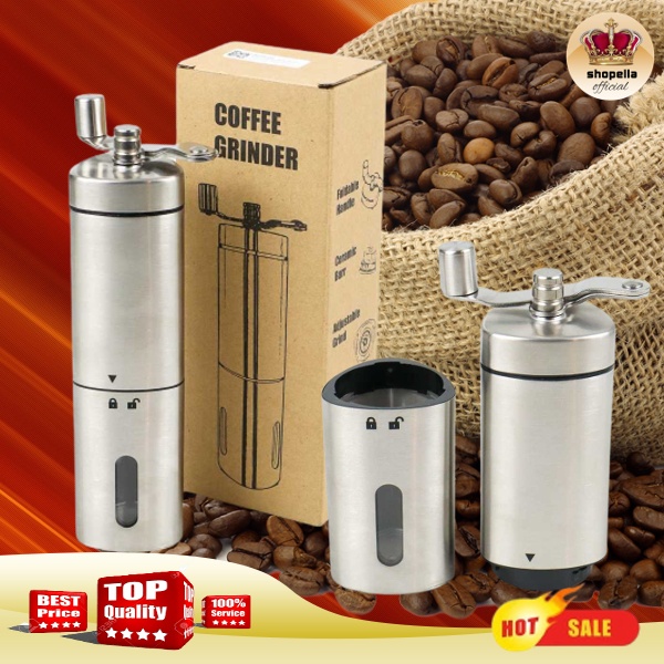 Alat Penggiling Kopi Gilingan Biji Kopi Manual Coffee Grinder Portable Silver