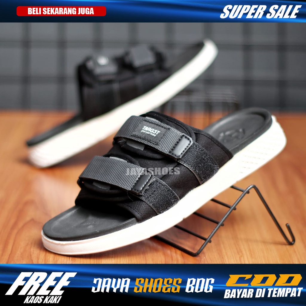 KORKOA Sandal Kasual Slop Pria Sendal Slide Pria Hitam Original Distro Simple Trendy Kekinian