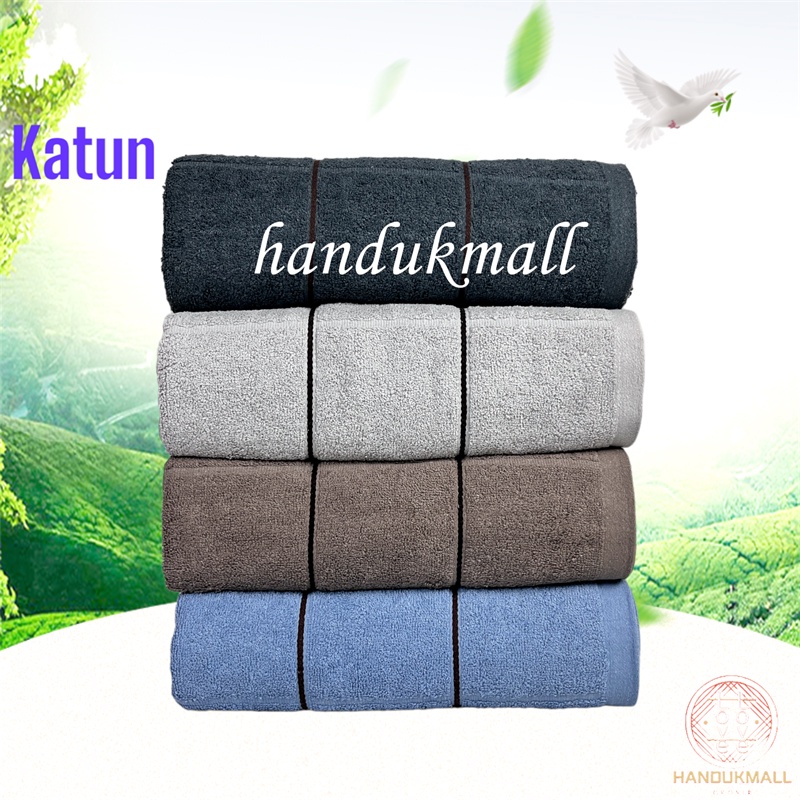 Handukmall Handuk Katun Hotel Motif Garis Kotak Handuk Mandi Dewasa 70x140cm