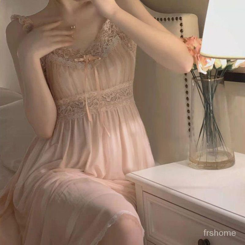 Piyama Prancis gadis-gadis musim panas gadis-gadis baru renda halter piyama gaun rasa senior