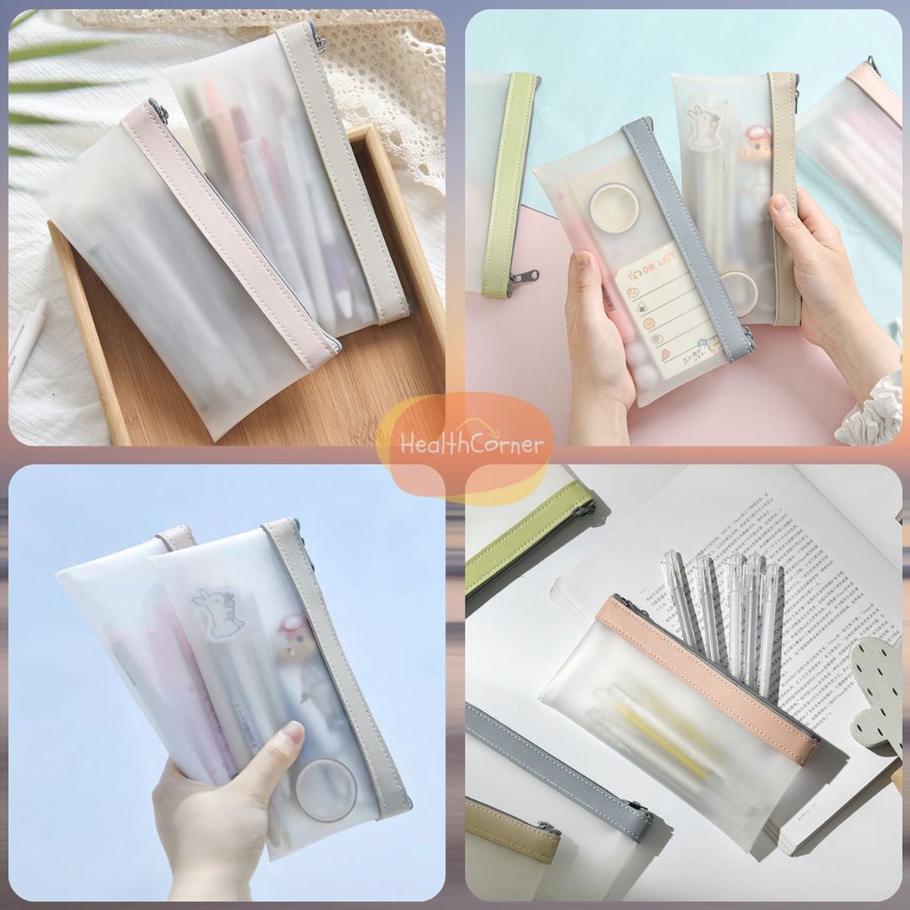 Kotak Pensil Edge Color Transparan / Tempat Pensil Transparant