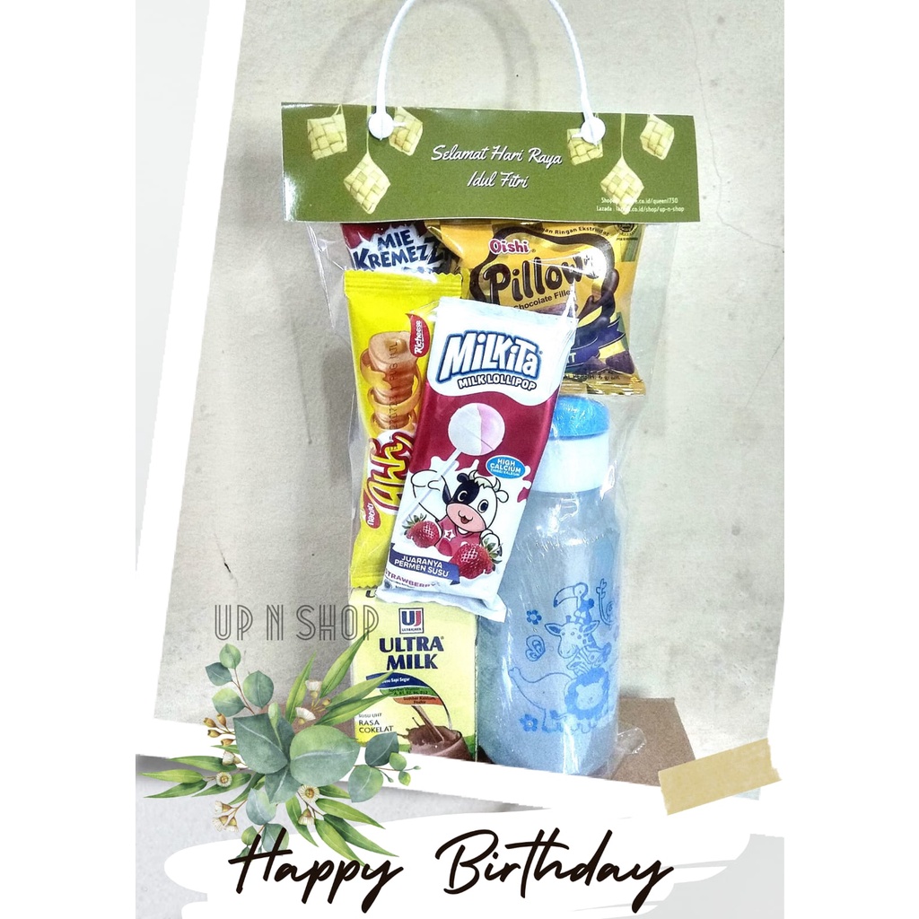 

PAKET HAMPERS IDUL FITRI/ULTAH MURAH SOUVENIR BOTOL MINUM + FREE DESIGN LABEL