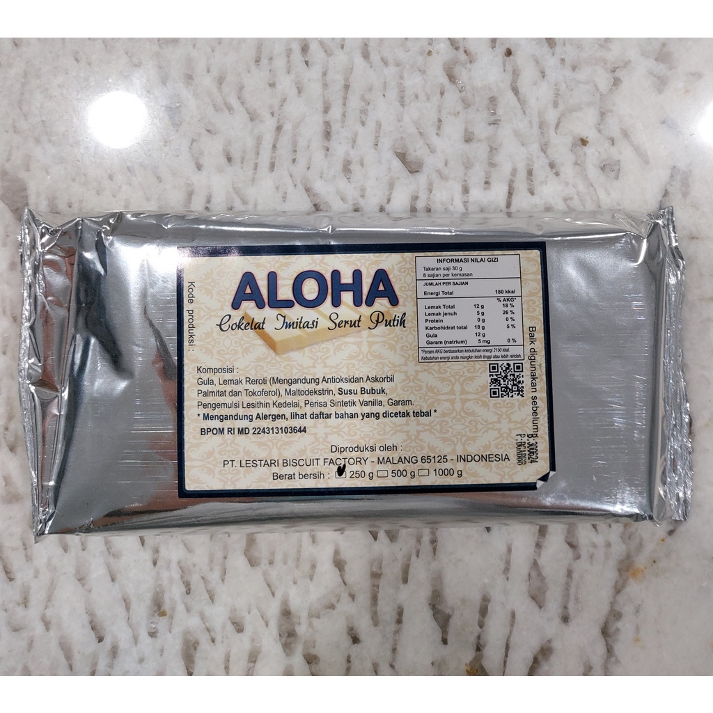 

ALOHA Coklat Putih Compound Serut 250gr – White Cooking Chocolate