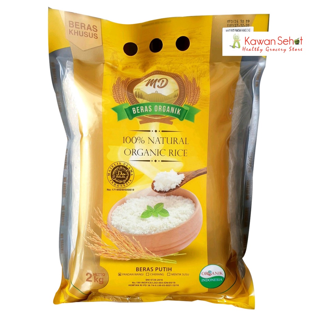 

MD Organic White Rice Pandan Wangi 2 Kg | Beras Putih Organik