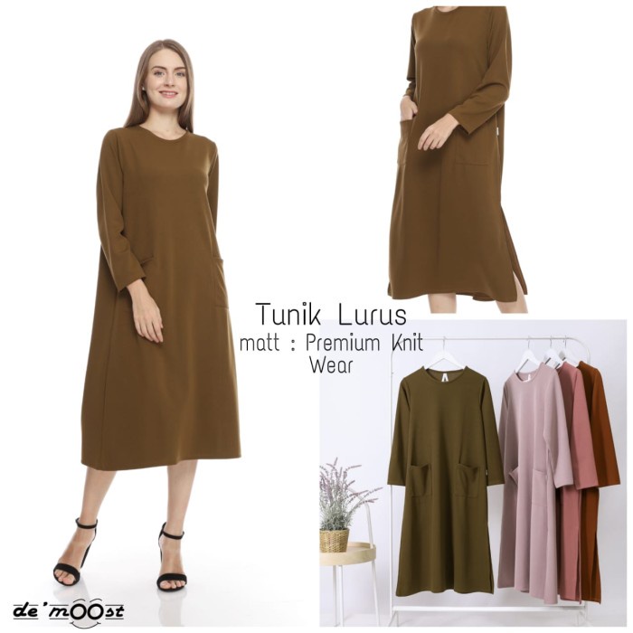 Tunik Lebaran TUNIK LURUS MUSLIM TUNIK MUSLIM POLOS SIMPLE TUNIK MUSLIM BAHAN KAOS - L, L Bisa COD B