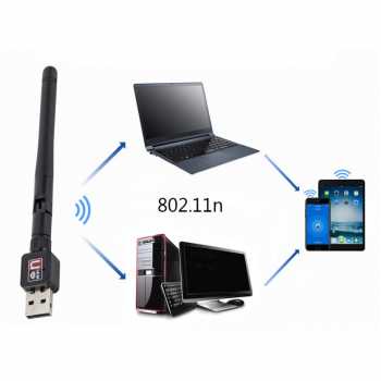 USB Dongle Wifi Wireless Adapter Receiver Komputer PC Laptop 802.11N 150Mbps with Antena / Wifi USB Set Top Box Penangkap Internet Transmission Reciever All Type Chipset Model Penguat Sinyal Wifi Laptop Jarak Jauh Antena USB Wifi Portable Kecepatan Tinggi