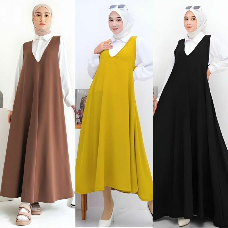 FLORA MIDI 2in1 CRINCLE AIRFLOW PREMIUM / YUBIN DRESS CRINKLE / GAMIS SET OVERAL CRINKLE PREMIUM