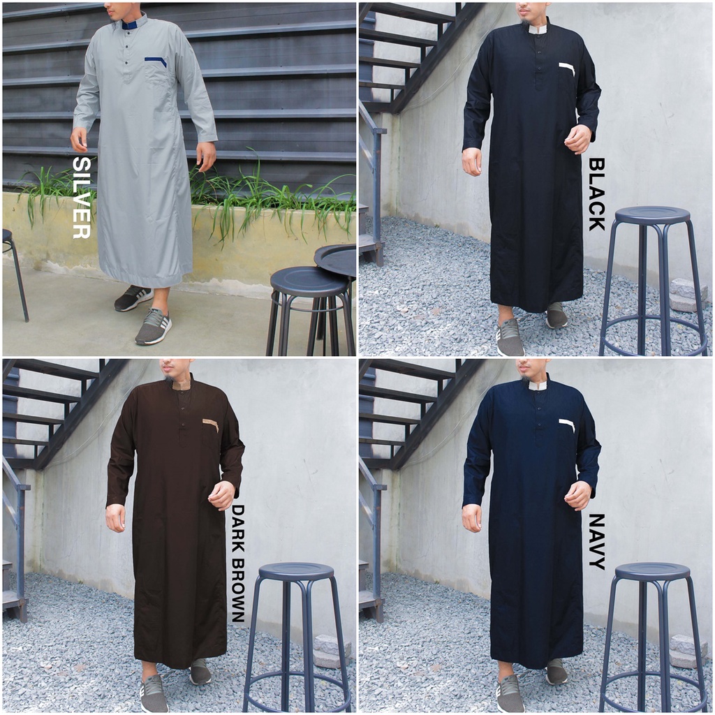 [BIG SIZE] Thobe/ Gamis pria dewasa/ Jubah lengan PANJANG JUMBO kode THJ01 Busana muslim Pria Dewasa bahan katun flat berkualitas