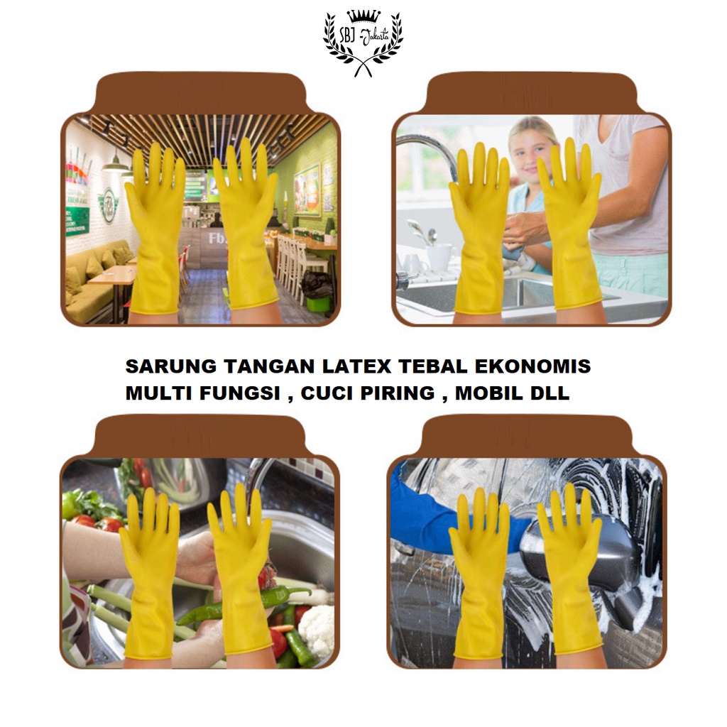 Sarung Tangan Cuci Piring Karet Latex Rubber Tebal Gloves Anti Air