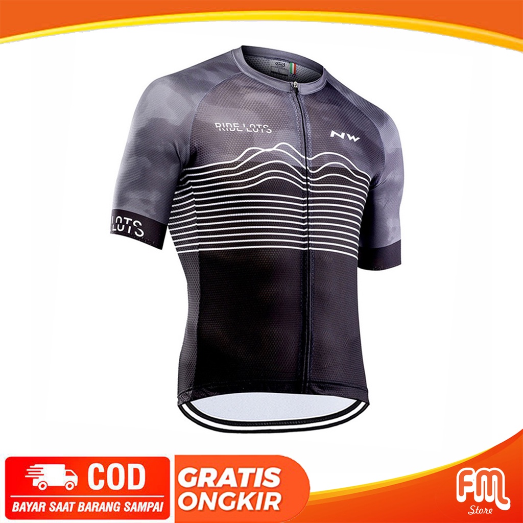 Jersey Road Bike North Wave Black Grey Wave Baju Sepeda