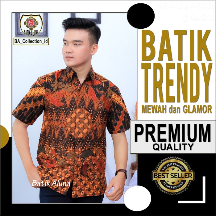 Kemeja Baju Batik Pria Lengan Pendek Kombinasi Keris Terbaru Prabuseno Terlaris Handara Formal Asana