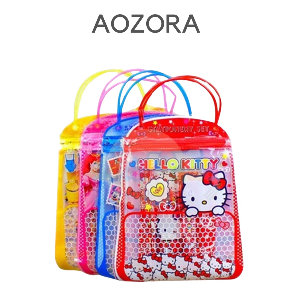 

[ Aozora ] Alat Tulis Set Stationary SET Free Bag Alat Tulis Karakter Buku Pensil Penghapus Serutan Penggaris
