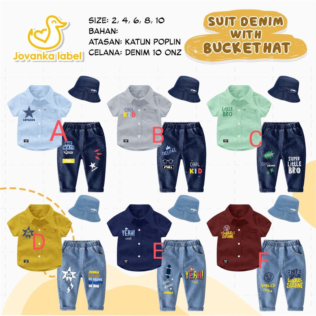 Setelan Anak Suit Denim With Buckethat Jovanka Label