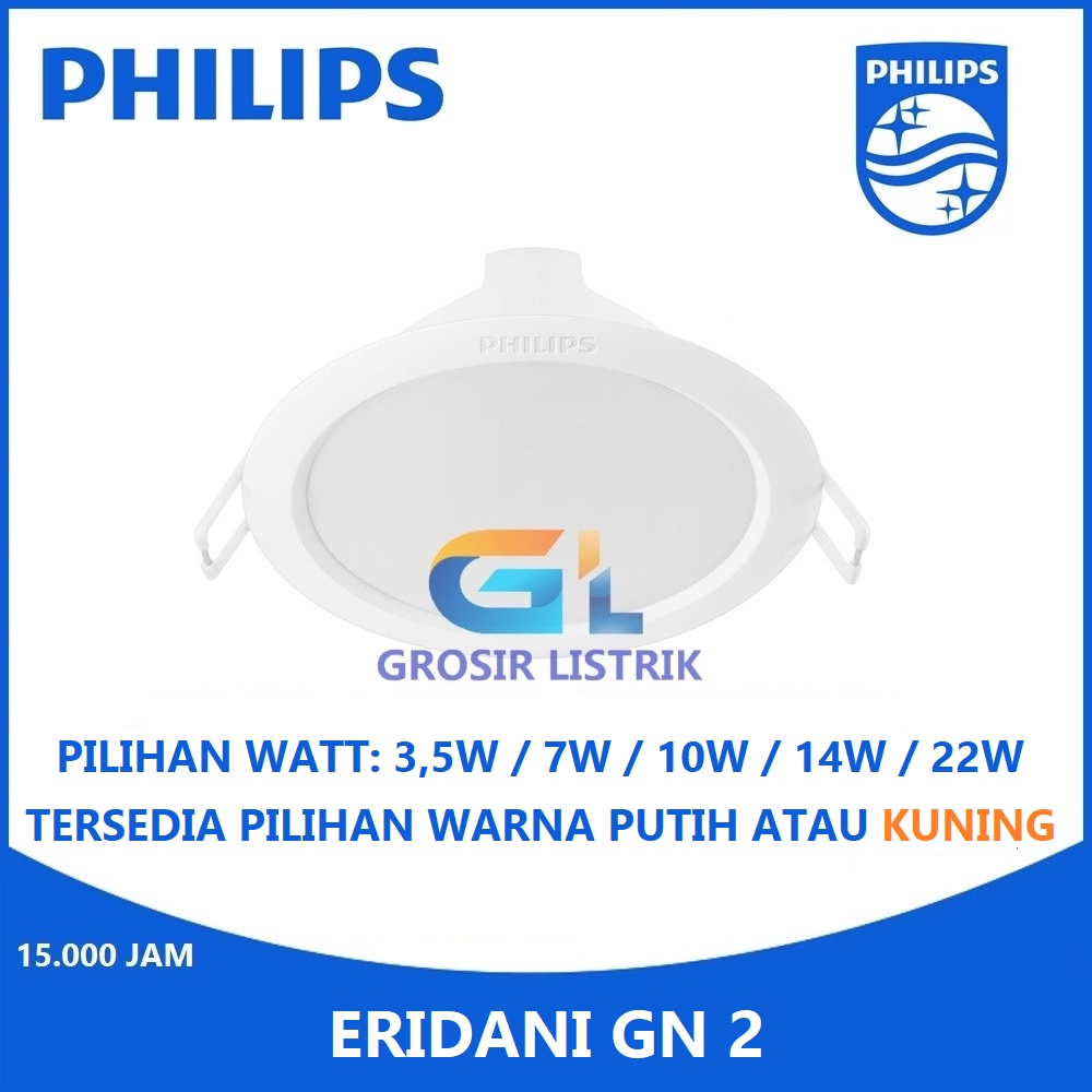 Lampu Philips Eridani Downlight LED 10W 125 Putih Cool Daylight 865 DL190B 10 6500K G2 GN 2 PENGGANTI 7.5 7,5 7.5W Watt Kecil Original Grosir